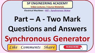 Synchronous Generator  Part  A  Two Mark Questions and Answers [upl. by Htebilil]