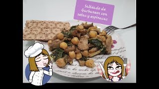 salteado garbanzos con setas y espinacas  salsa de ajo con Tupperware [upl. by Kos]