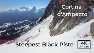 Forcella Rossa Steepest Black Slope in Cortina dAmpezzo [upl. by Ki]