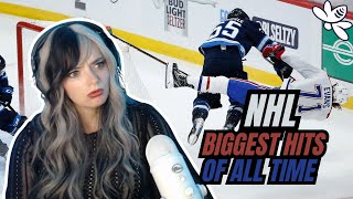 Reacting to NHL Biggest Hits Of All Time  Girl React [upl. by Joy]