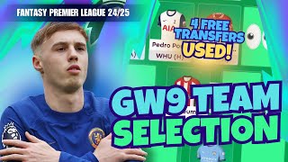 4 TRANSFERS USED 🔄 FPL GW9 TEAM SELECTION 👀 Fantasy Premier League 2425 [upl. by Relyuhcs765]