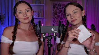 ASMR Twin Tapping and Scratching Triggers 👯‍♀️ [upl. by Nonnac]