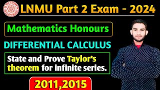 State and Prove Taylors theorem for infinite series [upl. by Oinotnaesoj482]