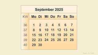 Kalender September 2025 [upl. by Bajaj394]