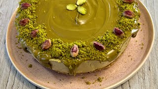 PISTACHIO CHEESECAKENo Bake pistachio cheesecake recipe in Description [upl. by Opportuna]