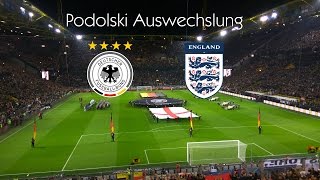 Deutschland vs England Podolski Auswechslung emotional 220317 [upl. by Ennairda]