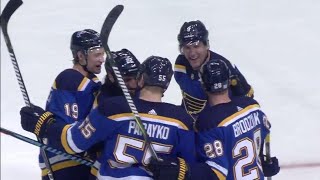 Blues Upshall finishes of pretty passing play to beat Oilers Brossoit [upl. by Akemit]