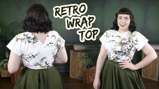 Making A Retro Wrap Top  Patterning and Sewing the Cross Back Style [upl. by Emmanuel]