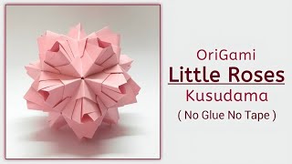 Origami Little Roses Kusudama  Maria Sinayskaya   ORIGAMI J15 [upl. by Hgielram]