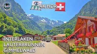 DRIVING IN SWITZERLAND 🇨🇭 Interlaken Lauterbrunnen Gimmelwald  Amazing Alps Road Trip 4K HDR [upl. by Anwahsiek613]