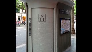 Fully automatic and self cleaning public toilet in Paris France [upl. by Noy]