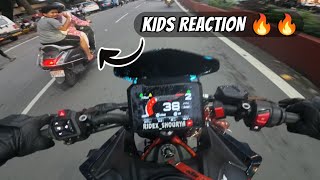 Hyper Riding in City on my KTM Duke 390 2024 ❤️🚀  Kids Reaction on my Bike 🔥😍ktm duke motovlog [upl. by Nyliac]