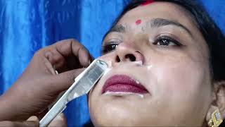 Housewife face shaving মেয়েদের মুখে দাড়ি women face shave housewife Ladies Face Save razor save [upl. by Nynnahs]