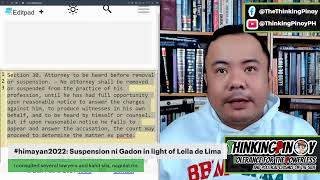 himayan2022 Suspension ni Atty Larry Gadon in light of Leila de Lima [upl. by Anniram]