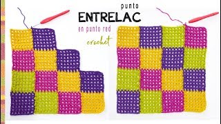 Entrelac en punto red para colchas de bebé tejido a crochet Tejiendo Perú [upl. by Aliza]