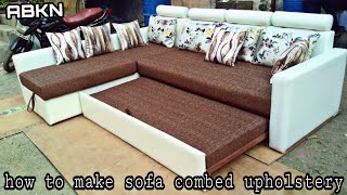 diy sofa comebed L shape upholstery full tutorial new [upl. by Mutat239]