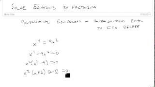 Solve Polynomial Equations by Factoring [upl. by Hcone]