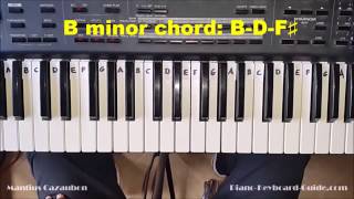 How to Play the B Minor Chord on Piano and Keyboard  Bm Bmin chord [upl. by Ehcnalb]