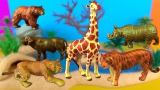 Happy Cute ZOO Animals WILDLIFE Watering Hole Papo Minis RHINOCEROS TIGER GIRAFFE SuperFunReviews [upl. by Saree]