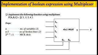 Multiplexer MUX part 05 Boolean expression implementation using multiplexer [upl. by Nnylyt]