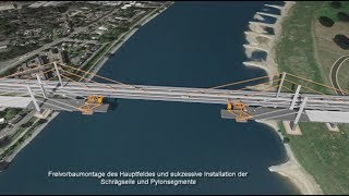 A 40 Rheinbrücke DuisburgNeuenkamp Visualisierung Bauablauf [upl. by Hadwin164]