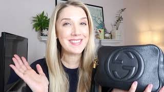 Gucci Soho Disco Small Black Leather Cross Body Bag  Handbag Review and Unboxing [upl. by Rekrap885]