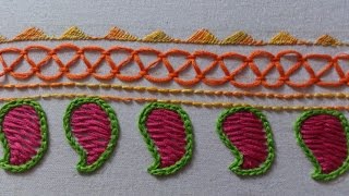 Hand embroidery designs Hand embroidery stitches tutorial border stitch [upl. by Asil]