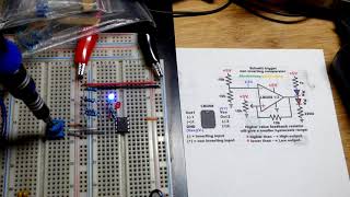 Op Amp Scmitt Trigger Non Inverting Comparator with Hysteresis using LM358 Operational Amplifier [upl. by Nylekoorb852]