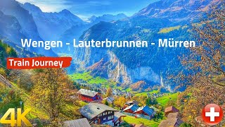 Wengen  Lauterbrunnen  Mürren Switzerland 4K  Scenic Train Ride [upl. by Erland]