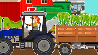 Farm Works  Tractor and Harvest  Grow and harvest Carrots  Vehicles Farm Animated [upl. by Nodnarb]