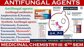 Antifungal Agents  Antibiotics amp Azole Antifungal Drug  Medicinal Chemistry3  U4 BP601T [upl. by Aspia643]