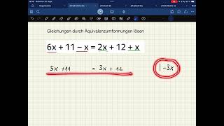 Gleichungen durch Äquivalenzumformungen lösen [upl. by Ark]