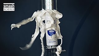 Shaving cream explodes in HYDRAULIC PRESS Shaving Cream Destruction [upl. by Junno763]