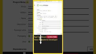 Spring Boot Tutorial Role and Setup Springboot Project Spring Boot Project SpringBoot shorts [upl. by Rola]