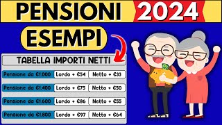 ✅PENSIONI👉AUMENTI DA GENNAIO 2024👉 ESEMPI CON IMPORTI NETTI➕NUOVE FASCE RIVALUTAZIONE [upl. by Rucker]