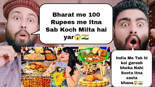 Rs 100 Street Food Challenge In Delhi India  Delhi Food Challeng  Pakistani Reaction [upl. by Nocam]