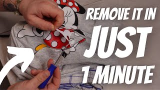 HOW TO REMOVE PRINTING FROM ANY PRINTED t shirt hoodies bags in just 1 minute with the iron [upl. by Brenza844]