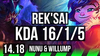 REKSAI vs NUNU amp WILLUMP JGL  1615 Legendary 66 winrate  NA Diamond  1418 [upl. by Kim]