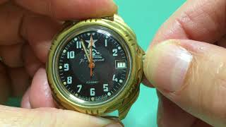 Vostok Komandirskie with replaced calendar cam spring [upl. by Nosimaj]