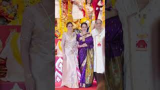 Hema Malini With Daughter at Durga Pujo At North Bombay Sarbojanin hemamalini shorts [upl. by Yenatirb420]