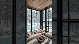 Snowy Forest Retreat Snowfall WinterRetreat Relaxation InteriorDesign [upl. by Eilama]