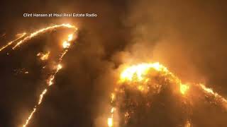 RAW Drone footage shows wildfires in popular Maui tourist town [upl. by Eppesuig380]