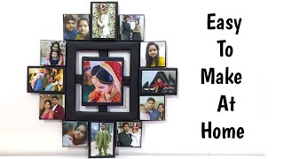 How To Make Photo Collage Frame With Cardboard  DIY Photo Frame  Photo Frame Making At Home [upl. by Arakihc]