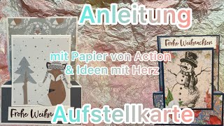 Aufstellkarte Anleitung ❤️ Schritt für Schritt 💕 Karte basteln🤩 💕 Action amp Ideen mit Herz Papier🎄 [upl. by Jaela]