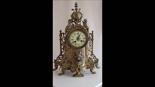 Hughe solid bronze French Art Nouveau table chimney clock [upl. by Pitts]