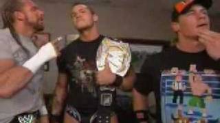 Triple H Orton and Cena backstage 03 03 08 [upl. by Eelanej346]