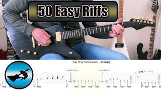 50 Easy Guitar Riffs To Impress Your Friends With Tab [upl. by Cranford]