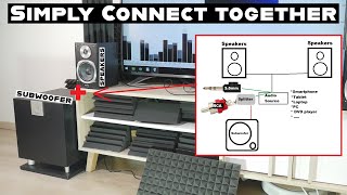 EASY Connect Subwoofer to ANY Speakers No Sub out [upl. by Jedthus922]