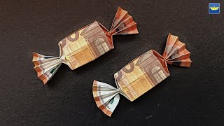 Origami BONBON Geldgeschenk GELD FALTEN  Geschenk für Kinder Money CANDY [upl. by Niowtna]