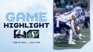 CFL Game Highlights  Toronto Argonauts vs Saskatchewan Roughriders  July 4th 2024 [upl. by Wilkins326]